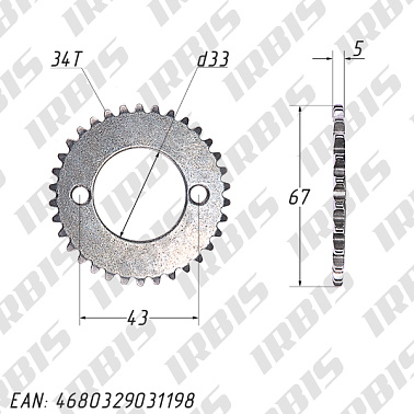 Звезда вала ГРМ 161FMJ, 166FMM (CB125-250) 34T h3mm d33mm; KAYO-250